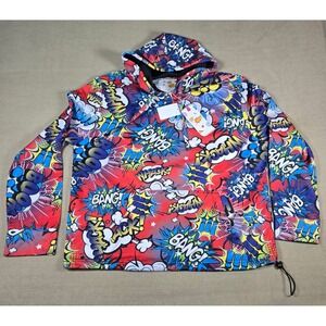 Oh Snap! Drill Clothing Co Comic Book Pullover Hoodie Size Medium Red‎ Multi